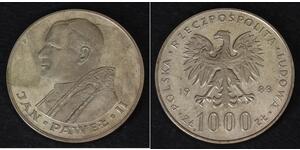 1000 Zloty República Popular de Polonia (1952-1990)  John Paul II (1920 - 2005)