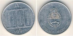 1000 Аустраль Республіка Аргентина (1861 - ) Алюміній 