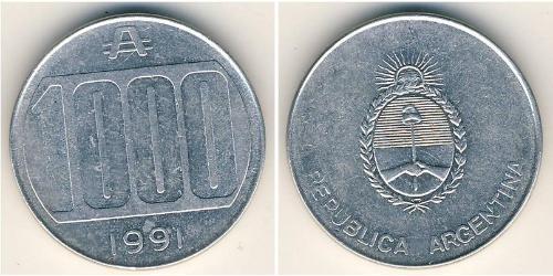 1000 Аустраль Республіка Аргентина (1861 - ) Алюміній 