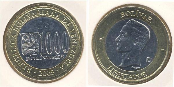 1000 Боливар Венесуэла Биметалл 