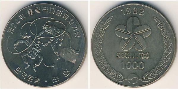 1000 Вона Республика Корея Никель/Медь 