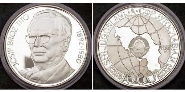 1000 Динар Сербия Серебро Броз Тито, Иосип