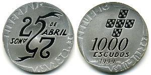 1000 Ескудо Португальська Республіка (1975 - ) Срібло 
