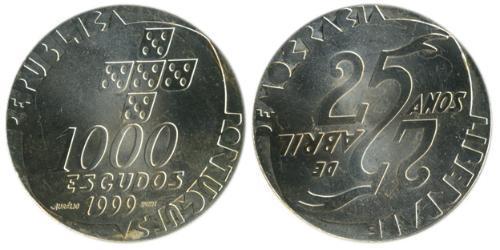 1000 Ескудо Португальська Республіка (1975 - ) Срібло 
