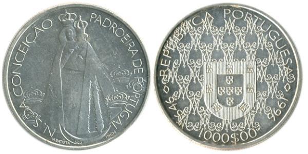 1000 Ескудо Португальська Республіка (1975 - ) Срібло 