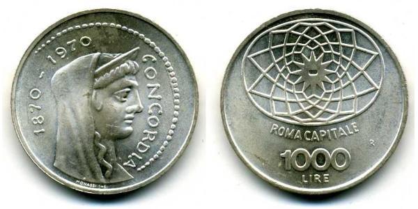 1000 Лира Италия Серебро 