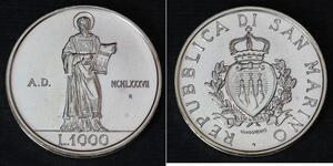 1000 Лира Сан-Марино Серебро 