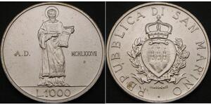 1000 Лира Сан-Марино Серебро 