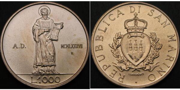 1000 Лира Сан-Марино Серебро 
