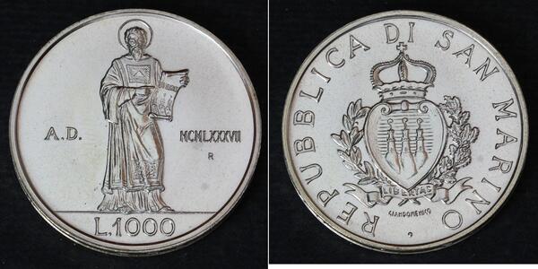 1000 Лира Сан-Марино Серебро 
