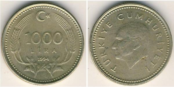 1000 Ліра Турція (1923 - ) Латунь 