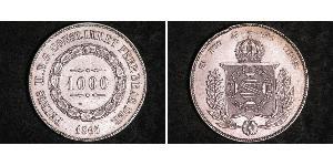 1000 Рейс Бразильская империя (1822-1889) Серебро Педру II (император Бразилии) (1825 - 1891)