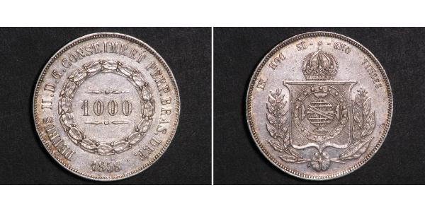 1000 Рейс Бразильская империя (1822-1889) Серебро Педру II (император Бразилии) (1825 - 1891)
