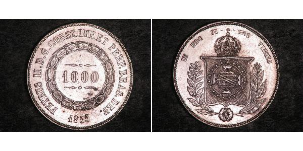 1000 Рейс Бразильская империя (1822-1889) Серебро Педру II (император Бразилии) (1825 - 1891)
