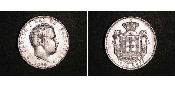 1000 Рейс Королевство Португалия (1139-1910) Серебро Карлуш I король Португалии(1863-1908)