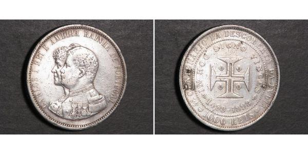1000 Рейс Королівство Португалія (1139-1910) Срібло Карлуш I король Португалії (1863-1908)