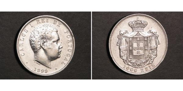 1000 Рейс Королівство Португалія (1139-1910) Срібло Карлуш I король Португалії (1863-1908)