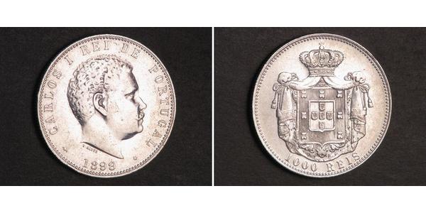 1000 Рейс Королівство Португалія (1139-1910) Срібло Карлуш I король Португалії (1863-1908)