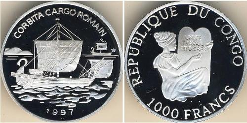 1000 Франк Демократическая Республика Конго Серебро 