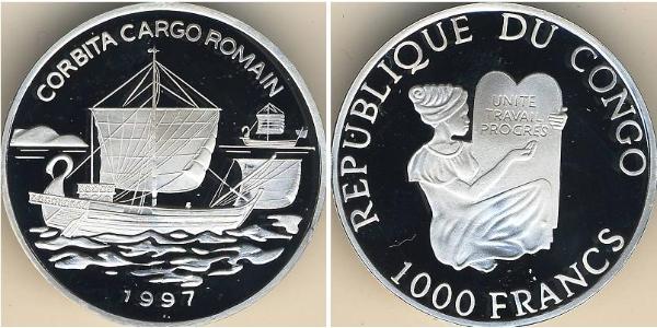 1000 Франк Демократична Республіка Конго Срібло 