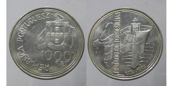 1000 Эскудо Португальская Республика (1975 - ) Серебро 
