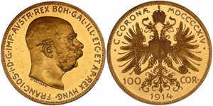 100 Corona Imperio austrohúngaro (1867-1918) Oro Franz Joseph I (1830 - 1916)