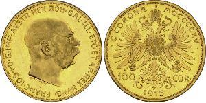 100 Corona Imperio austrohúngaro (1867-1918) Oro Franz Joseph I (1830 - 1916)