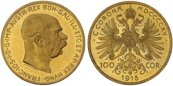 100 Corona Imperio austrohúngaro (1867-1918) Oro Franz Joseph I (1830 - 1916)