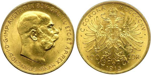 100 Corona Imperio austrohúngaro (1867-1918) Oro Franz Joseph I (1830 - 1916)