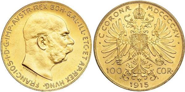 100 Corona Imperio austrohúngaro (1867-1918) Oro Franz Joseph I (1830 - 1916)