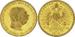 100 Corona Австро-Венгрия (1867-1918) Золото Франц Иосиф I (1830 - 1916)
