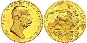 100 Corona Австро-Венгрия (1867-1918) Золото Франц Иосиф I (1830 - 1916)