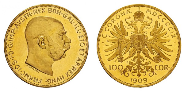100 Corona Австро-Угорщина (1867-1918) Золото Франц Иосиф I (1830 - 1916)