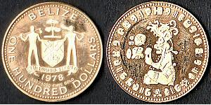 100 Dollar Belize (1981 - ) Gold 