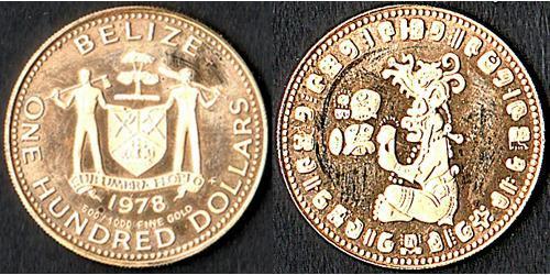 100 Dollar Belize (1981 - ) Gold 