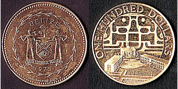 100 Dollar Belize (1981 - ) Gold 