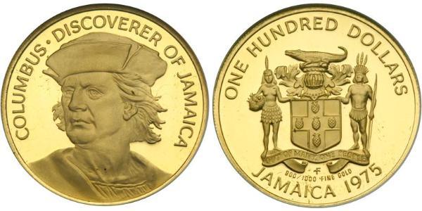 100 Dollar Jamaica (1962 - ) Gold Christopher Columbus (1451 - 1506)