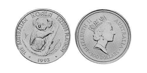 100 Dollar Australia (1939 - ) Platinum Elizabeth II (1926-2022)