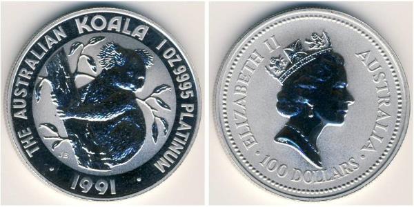 100 Dollar Australia (1939 - ) Platinum 