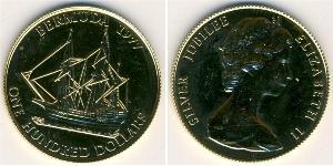 100 Dollar 百慕大 金 伊丽莎白二世 (1926-2022)