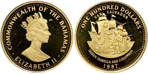 100 Dollaro Bahamas Oro Elisabetta II (1926-2022)