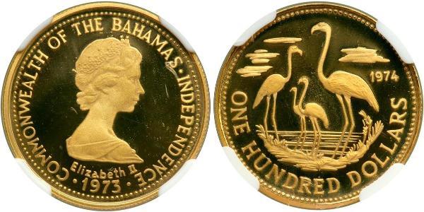 100 Dollaro Bahamas Oro Elisabetta II (1926-2022)