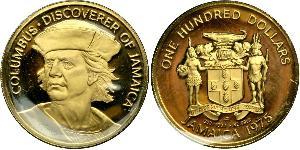 100 Dollaro Giamaica (1962 - ) Oro Cristoforo Colombo (1451 - 1506)