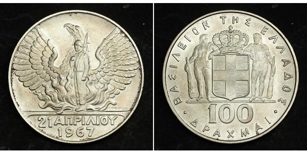 100 Drachma 希腊 / 希臘王國 銀 康斯坦丁二世 (希腊) (1940 - 1964)