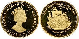 100 Dólar Bahamas Oro Isabel II (1926-2022)