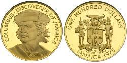 100 Dólar Jamaica (1962 - ) Oro Cristóbal Colón (1451 - 1506)