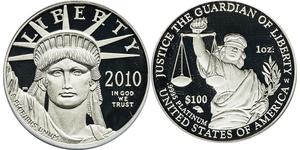 100 Dólar Estados Unidos de América (1776 - ) Platino 