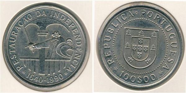 100 Escudo Portogallo (1975 - ) Argento 