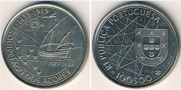 100 Escudo Republica Portuguesa (1975 - ) Silber 