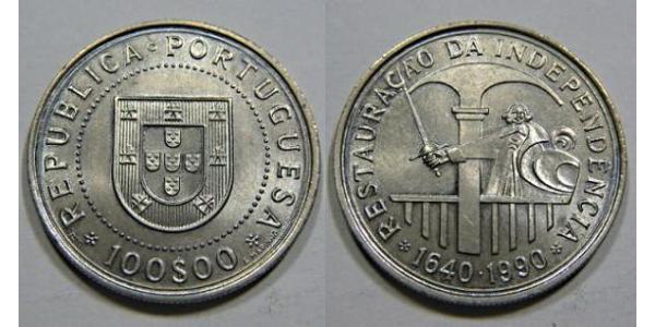 100 Escudo Portuguese Republic (1975 - ) Silver 